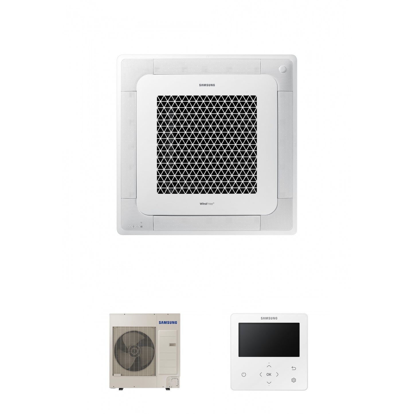 Samsung CAC 12kW 4 Way cassette WindFree with 4 way fascia panel and premium wired controller