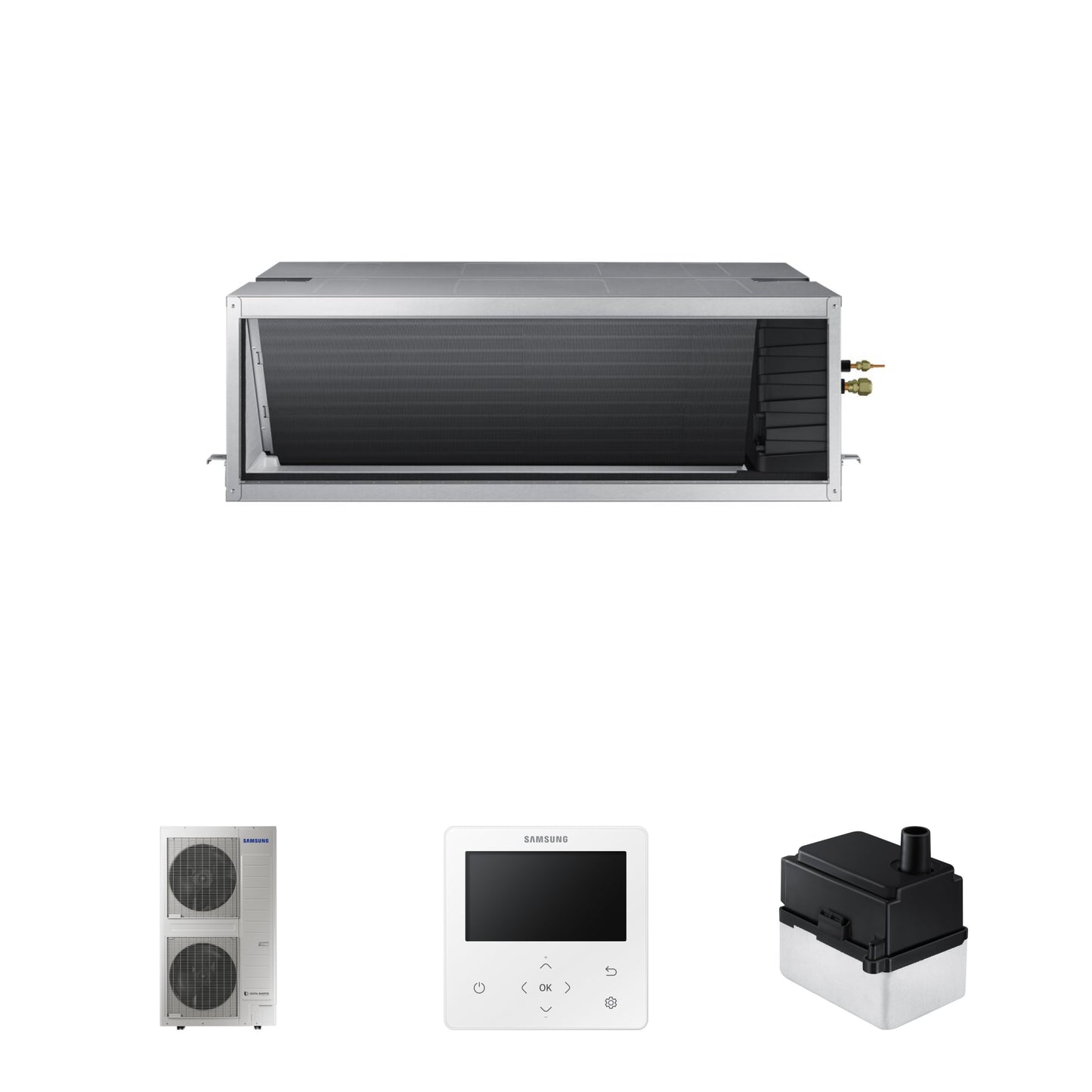 Samsung CAC 20kW Large Ducted unit with colour premium wired controller and external drain pump