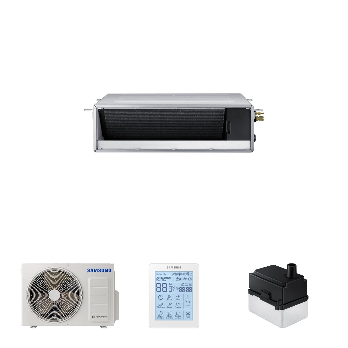 Samsung CAC 3.5kW Duct S unit with simplified wired controller and external drain pump