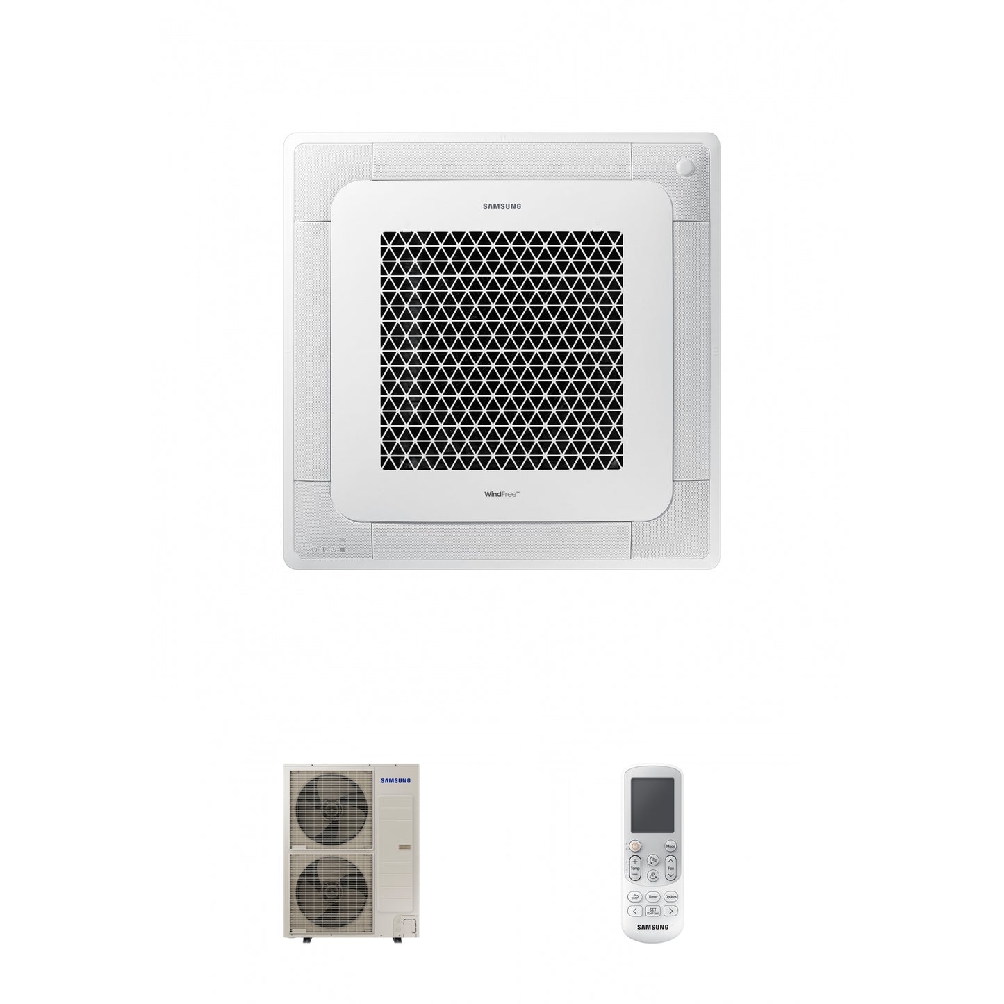 Samsung CAC 14kW 4 Way cassette high efficiency WindFree with 4 way fascia panel and wireless controller