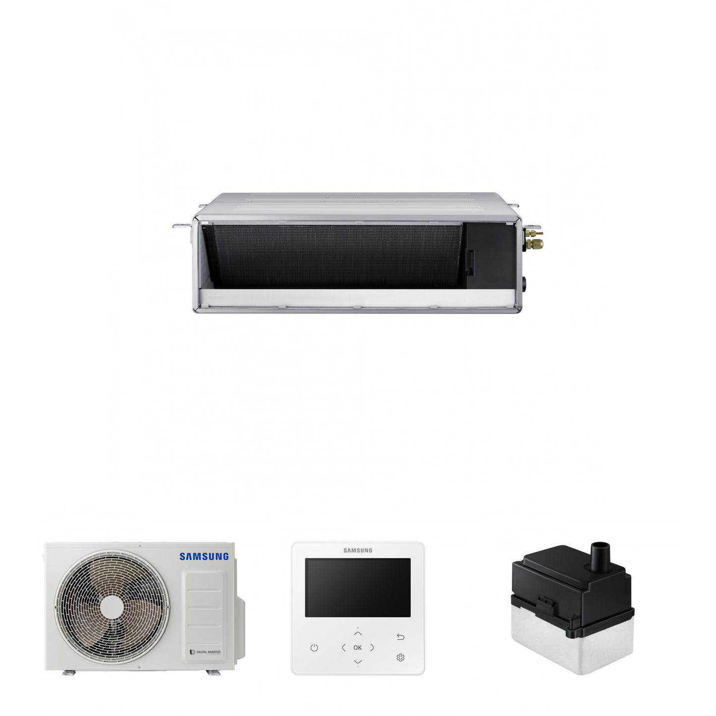 Samsung CAC 3.5kW Ducted high efficiency unit with colour premium wired controller and external drain pump