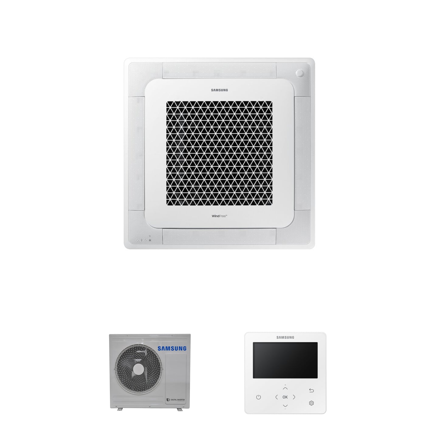 Samsung CAC 7.1kW 4 Way cassette WindFree with 4 way fascia panel and colour premium wired controller