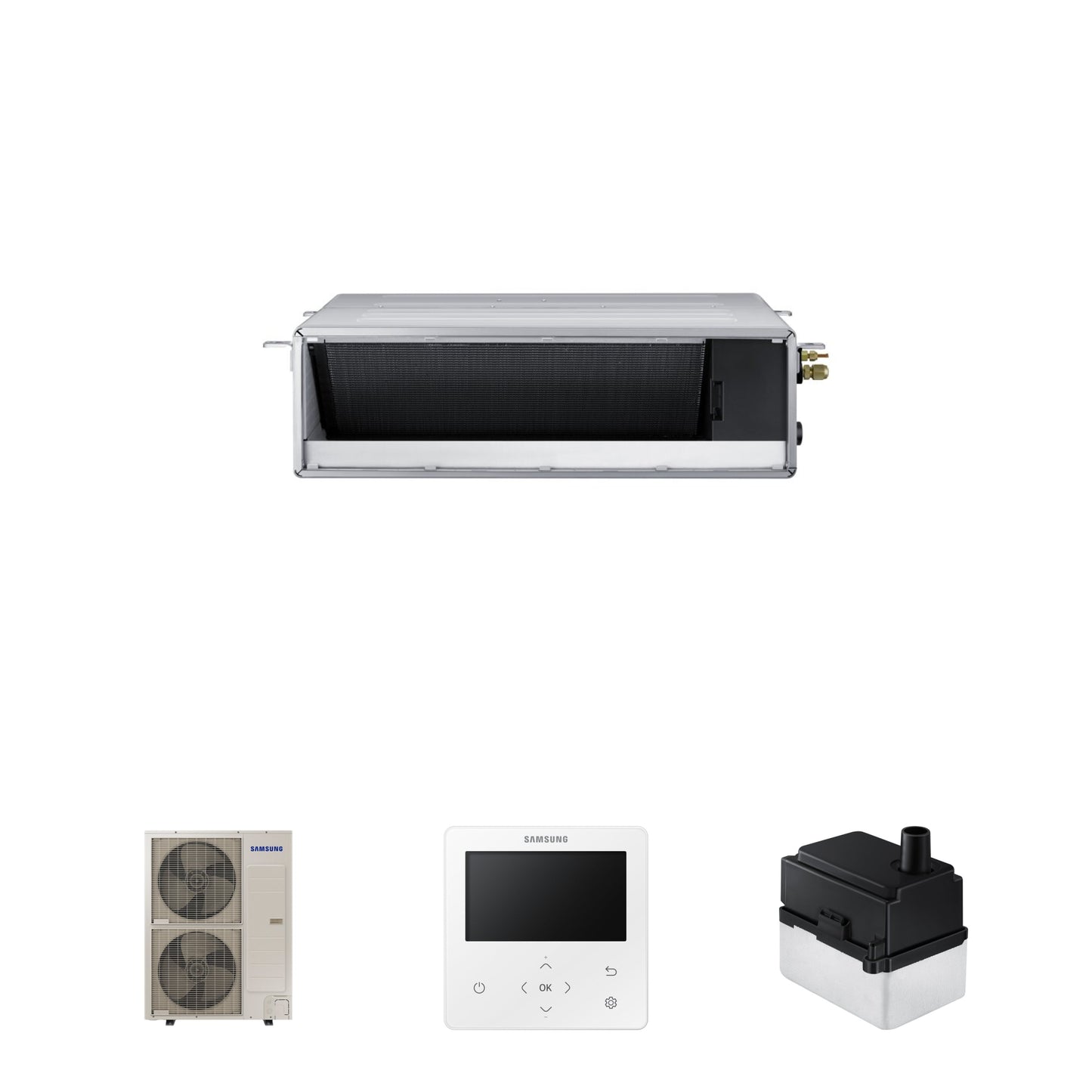 Samsung CAC 14kW Ducted high efficiency unit with colour premium wired controller and external drain pump