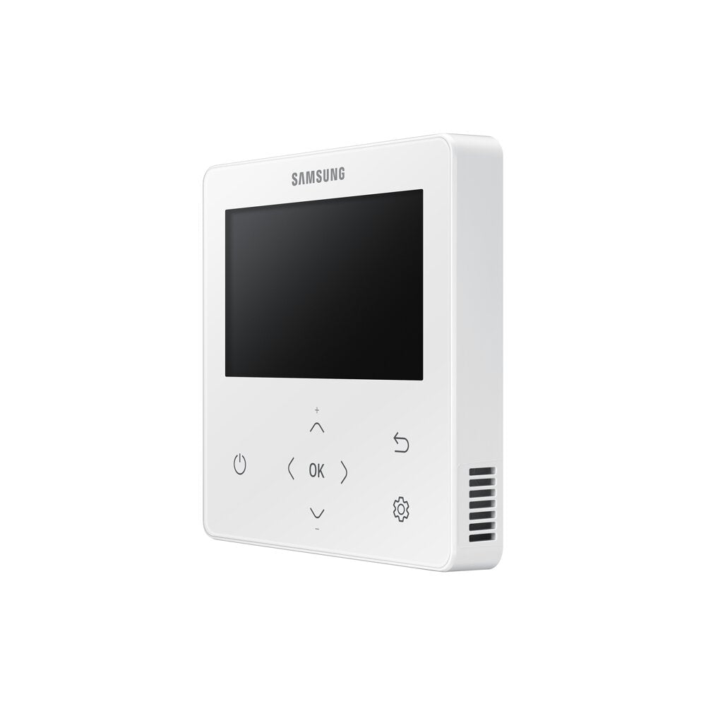 Samsung CAC 7.1kW 360 Cassette with white square fascia panel and colour premium wired controller