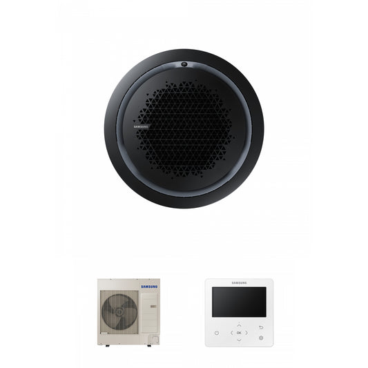 Samsung CAC 12kW 360 Cassette high efficiency with black circular fascia panel and premium wired controller