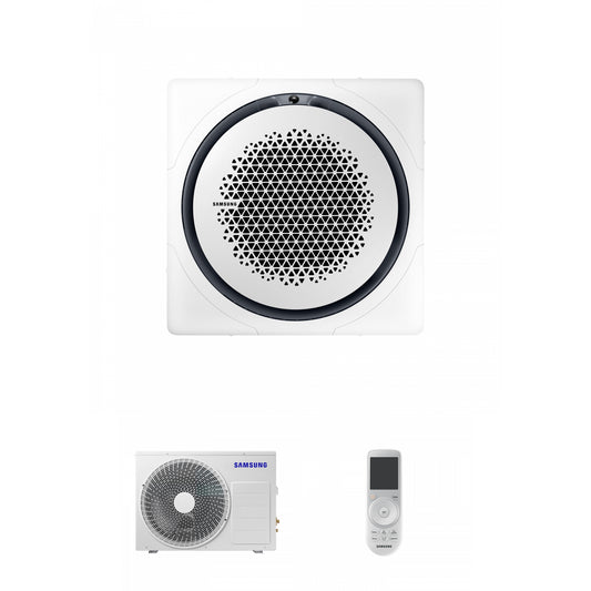 Samsung CAC 14kW 360 Cassette with white square fascia panel and wireless controller