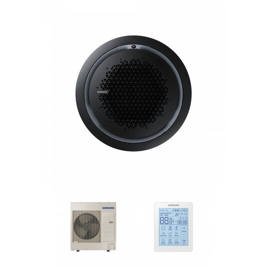 Samsung CAC 12kW 360 Cassette with black circular fascia panel, and simplified wired controller