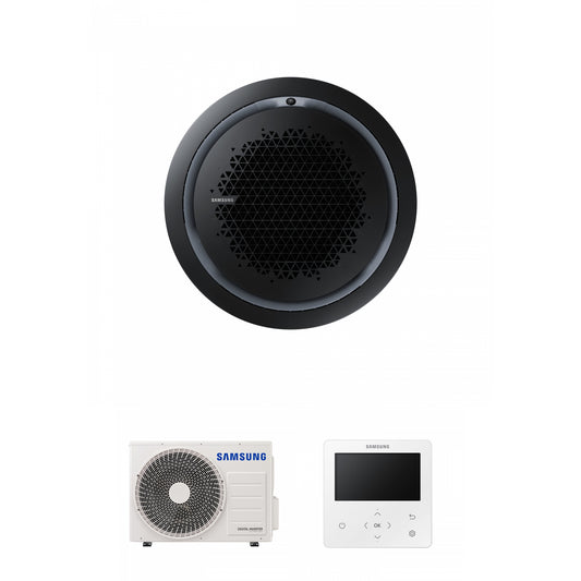 Samsung CAC 5.2kW 360 Cassette high efficiency with black circular fascia panel and colour premium wired controller