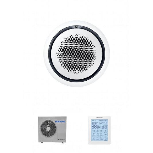 Samsung CAC 7.1kW 360 Cassette high efficiency with white circular fascia panel and simplified wired controller
