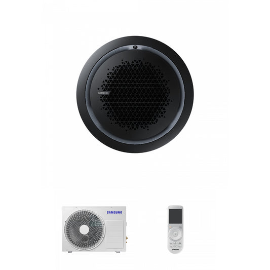 Samsung CAC 14kW 360 cassette with black circular fascia panel and wireless controller