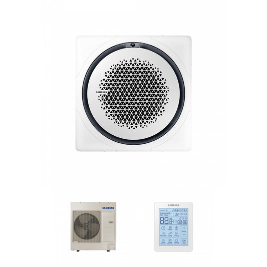 Samsung CAC 12kW 360 cassette with white square fascia panel and simplified wired controller