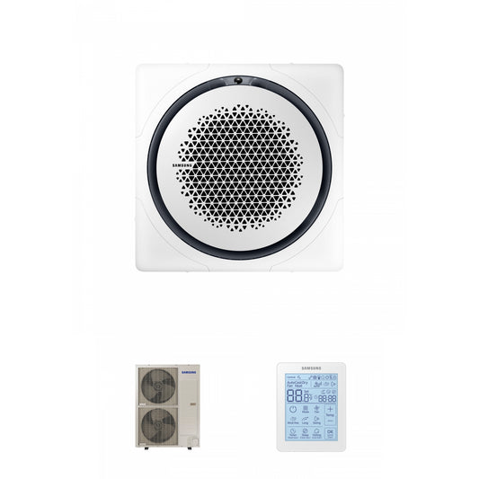 Samsung CAC 14kW 360 Cassette with white square fascia panel and simplified wired controller