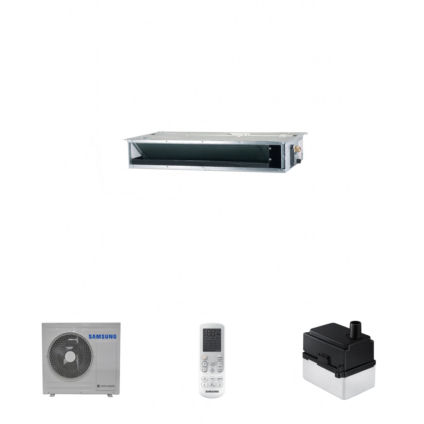 Samsung CAC 7.1kW Slim ducted high efficiency unit with wireless controller and external drain pump