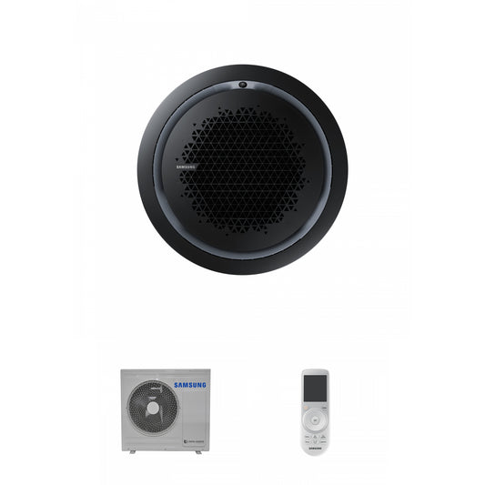 Samsung CAC 7.1kW 360 Cassette with black circular fascia panel and wireless controller