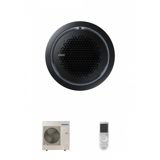 Samsung CAC 10kW 360 Cassette with black circular fascia panel and wireless controller