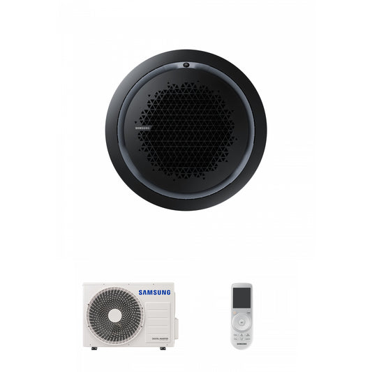 Samsung CAC 5.2kW 360 Cassette high efficiency with black circular fascia panel and wireless controller