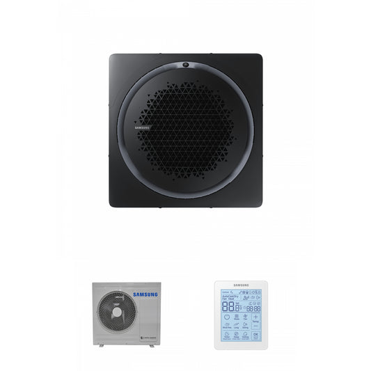 Samsung CAC 7.1kW 360 Cassette with black square fascia panel and simplified wired controller