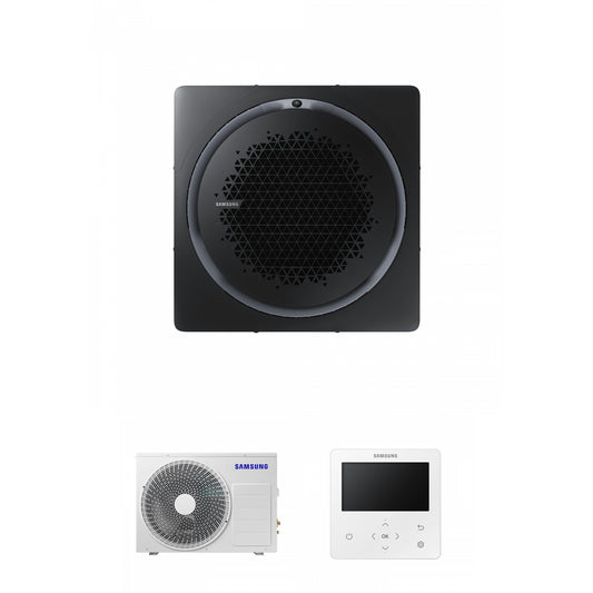 Samsung CAC 14kW 360 Cassette with black square fascia panel and colour premium wired controller