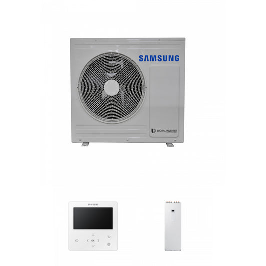 Samsung EHS 5.0kW Monoblock air source heat pump with 200L tank and colour premium wired controller