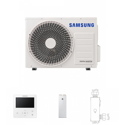 Samsung EHS 6.0kW Split air source heat pump with 200L tank, colour premium wired controller and 6.0kW backup heater