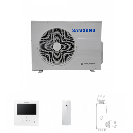 Samsung EHS 4.0kW Split air source heat pump with 200L tank, colour premium wired controller and 6.0kW backup heater