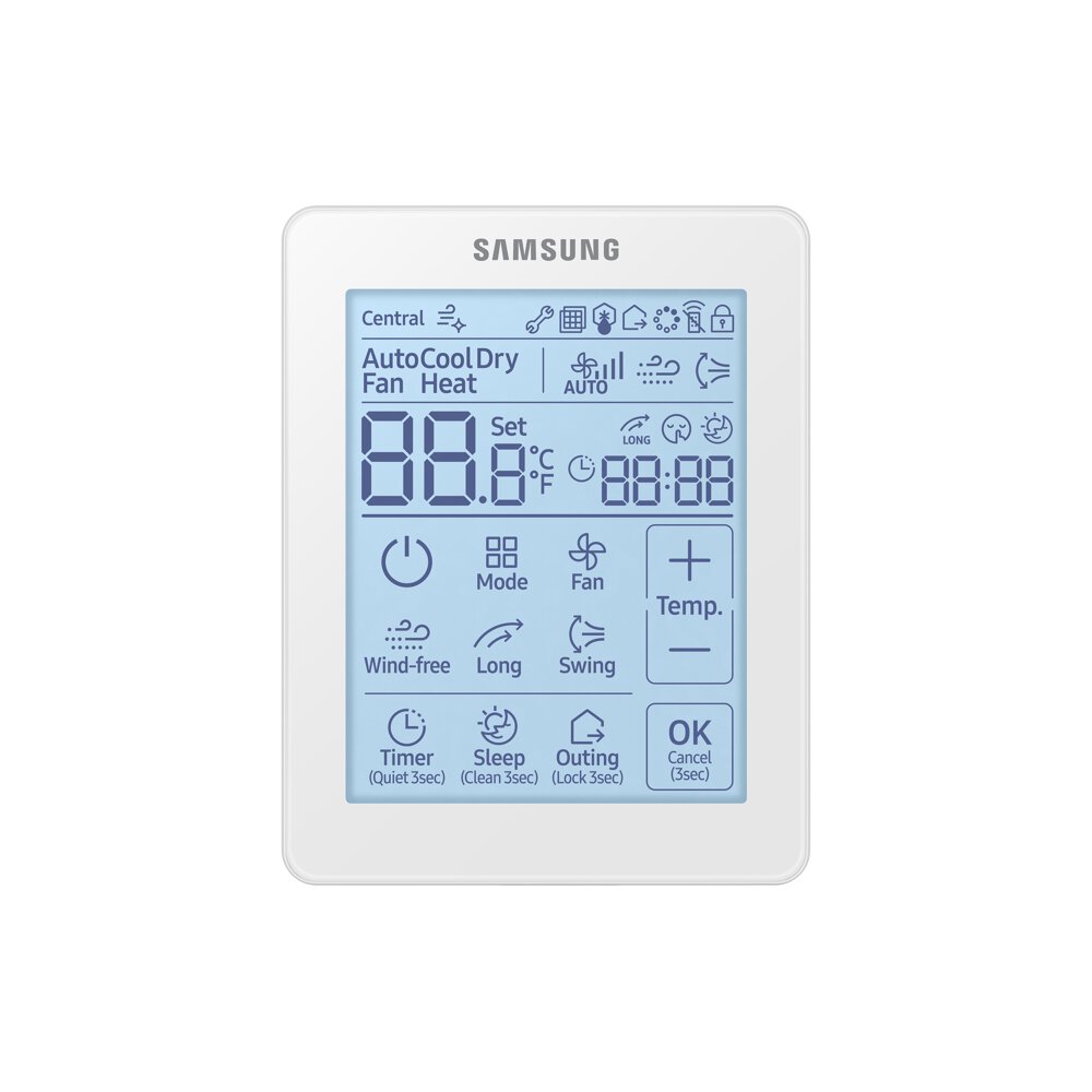Samsung CAC 2.6kW 1 Way cassette WindFree with 1 way medium fascia panel and simplified wired controller