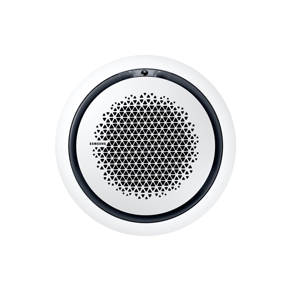 Samsung CAC 5.2kW 360 Cassette high efficiency with white circular fascia panel and wireless controller